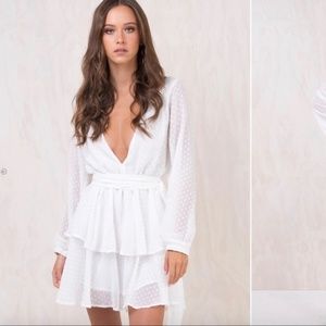 LEGENDARY LOVERS PLUNGE DRESS WHITE Princess Polly